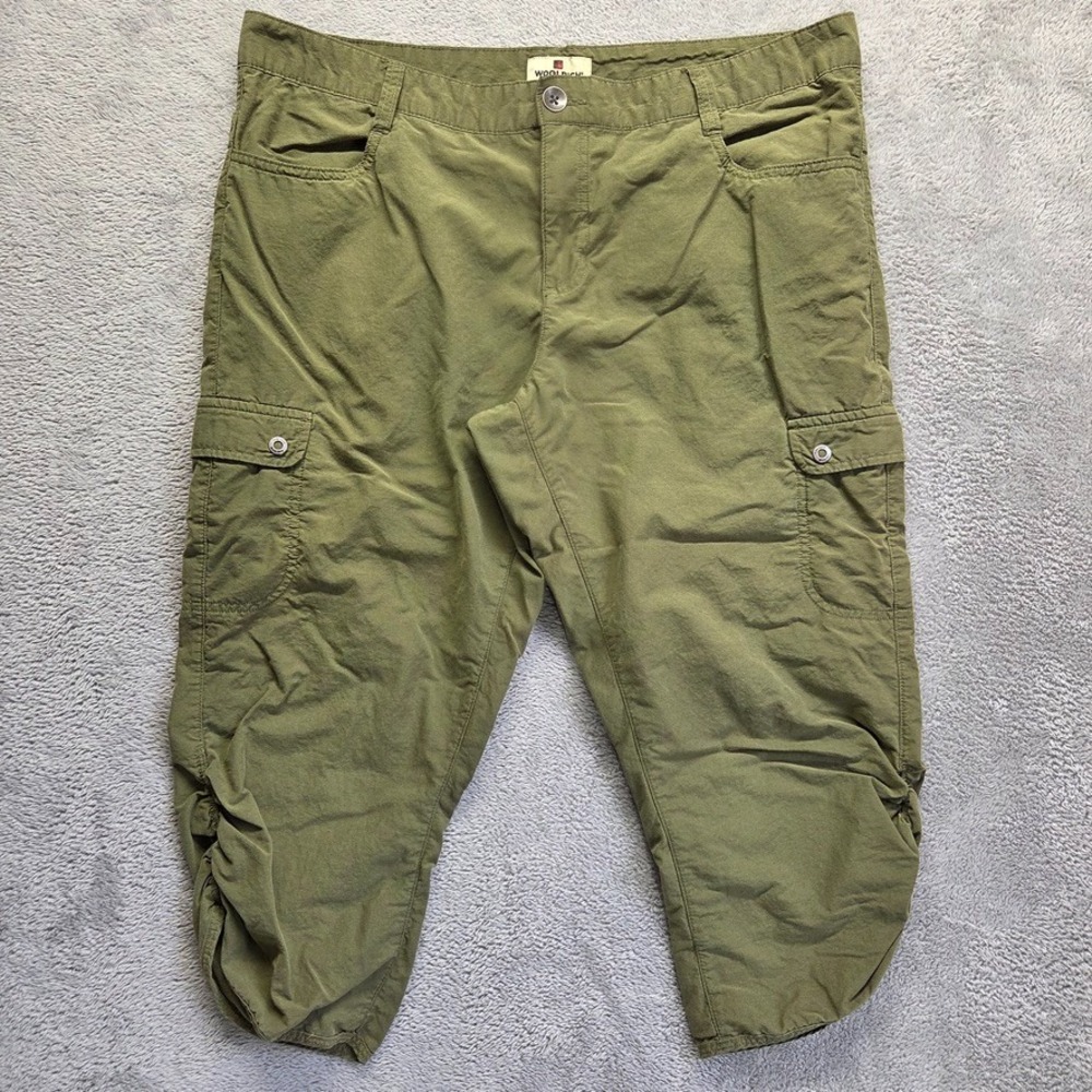 Woolrich Pants‎ Womens 10 Green Cargo Capris Mid Rise Ruched Hiking Outdoor